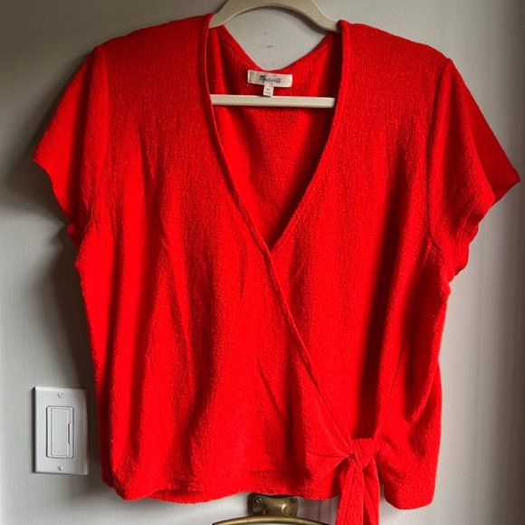MADEWELL CROSSBODY RED BLOUSE - Picture 1 of 3